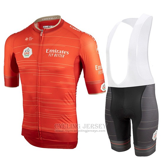 2019 Cycling Jersey Castelli Uae Tour Orange Short Sleeve and Overalls